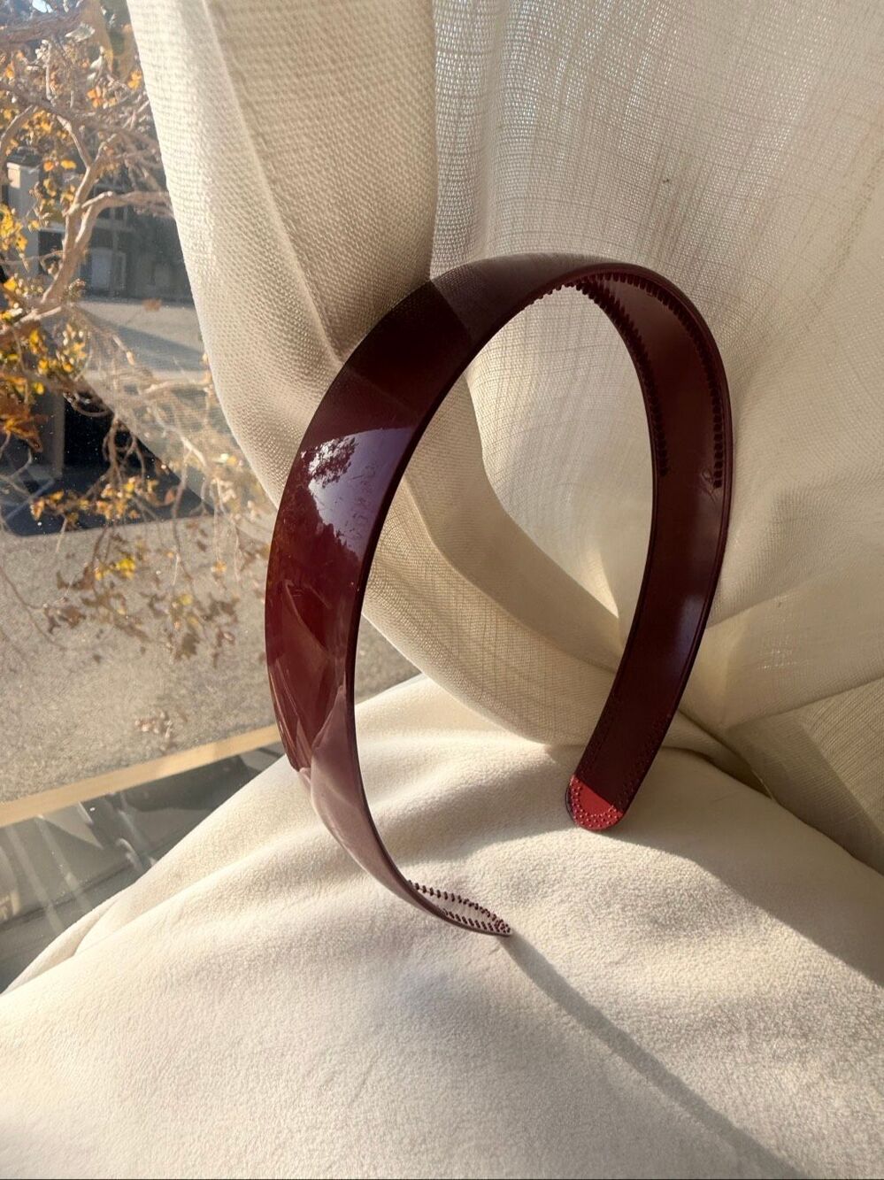 Burgundy Wine Red Glossy Wide Headband Classic Preppy Hair Accessory